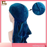 Head Wrap Durag Long Tail Beanies Cap Stretchable Velvet Durag Straps Headwraps for Men Women