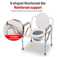 ♞Foldable Heavy Duty Elderly Commode Chair Toilet Stainless Portable with Chamber Pot Arinola with