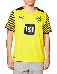 PUMA Men's 2021-22 Borussia Dortmund Home Jersey (Cyber Yellow-Puma Black, Large)