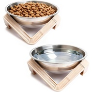 Mangkuk Makanan dan Air Kucing yang Dinaikkan, 2 Unit Mangkuk Makanan Kucing dengan Penyangga, 15 ° 