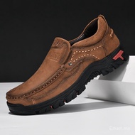 Handmade Leather Men Shoes Casual Outdoor Slip On Loafers Men Leather Shoes Flats Moccasins Walking 