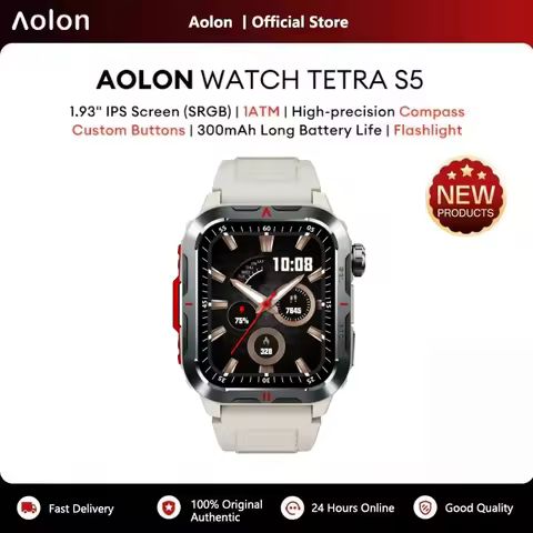 Aolon Tetra S5 Smart Watch Military Grade 1.93" HD Display Compass Flashlight IP68 Waterproof Fitnes