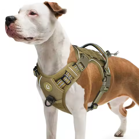 Tactical Dog Harness, No Pull Dog Harness, Adjustable Breathable MOLLE Dog Vest Harness for Medium L
