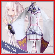 Emilia Cosplay Outfit with Wig - Anime-Inspired Re:Zero Halloween Costume