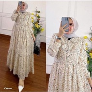 DRESS MUSLIM WANITA TIARA DRESS GAMIS MOTIF BUNGA CERUTY BABYDOLL