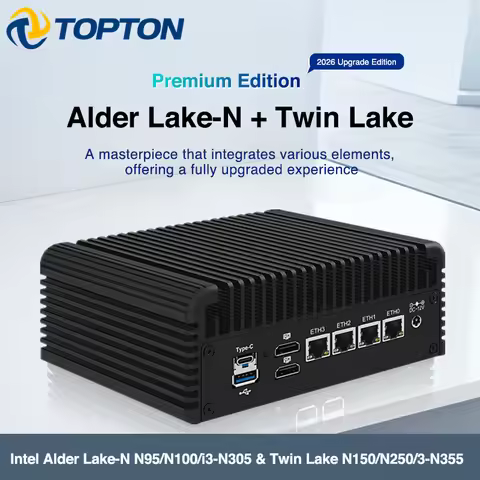 Intel Mini PC i3 N305 N355 N95 Soft Router DDR5 4xi226-V 2.5G LAN Fanless Solid Firewall Computer Pr