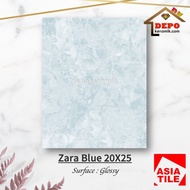 Asia Tile Zara Blue 20x25 Kw1 Keramik Dinding Kamar Mandi Kilap Marble