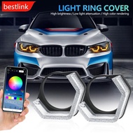 BESTLINK Pair 2.5/3 Inch 5D Bluetooth APP Control Headlight Decoration Cover Angel Eyes Mask for BMW