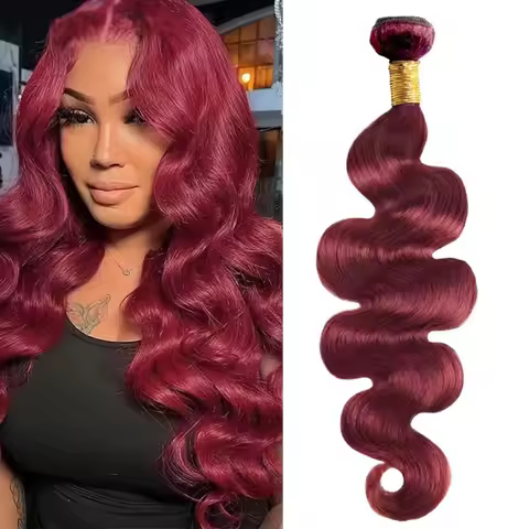 Human Hair Bundles Burgundy Body Wave Bundles Brazilian Red Color Human Hair Bundles #99j Bundle Hai