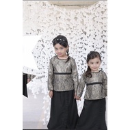 PRELOVED MAYA LACE SONGKET KURUNG GOSH KIDS /hitam gold .baju kurung budak
