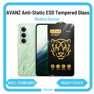 AVANZ Anti-Static ESD Tempered Glass | 9H Anti Scratch | Full Cover Big Curved Edge For Redmi Models