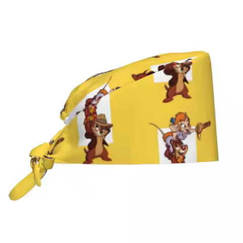 Custom Funny Cartoon Chip And Dale Cleaning Working Cap Cool Unisex Scrub Cap Surgicals Hat Nurse Sc