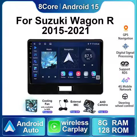 Carplay Auto Radio For SUZUKI Wagon R 6 VI 2015 - 2021 Android Car Multimedia Video Player GPS Navig