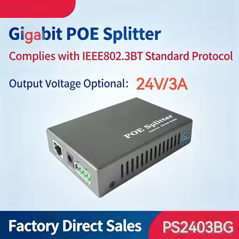 Gigabit BT POE Splitter 48V to 12V/24V High-Power 72W Power Supply Module Isolated IEEE802.3BT