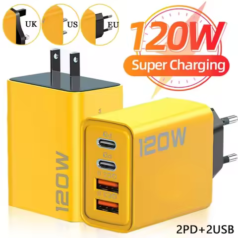 120W 10A Ultra Fast Charger Super Fast Charger 4Port USBC PD Quick Charging TypeC Charger Cable For 