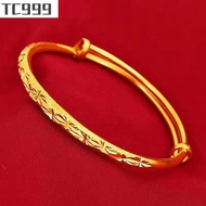 Gold Bracelet Original Pure 18k Saudi Pawnable for Women Lucky Happiness Bracelet Gold Round Belly Bracelet Retro Thick Gold Solid Bead Bracelet Fashion Jewelr Engagement Birthday Jewellery Gifts