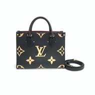 Louis Vuitton lv 黑色拼米色 onthego 小號 肩背包