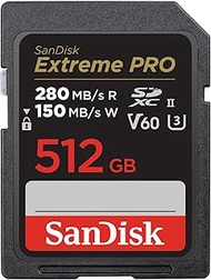 SanDisk Extreme PRO SDSDXEP-512G-GHJIN SDXC Class 10 UHS-II V60 SD Card, Up to 280 MB/s Reading, New Package