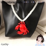 LUCKYSTOREGOODS Boho Necklace, Enamel Crab Childishness Design Crab Necklace,  Boho Style Beaded Pen