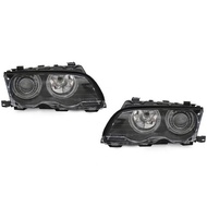 E46 2D `98 Head Lamp Crystal Projector Black W/Rim + Motor