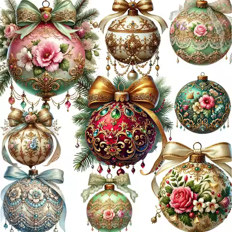 20Pcs/Pack Exquisite Christmas Ball Decoration Sticker DIY Craft Scrapbooking Album Junk Journal Dec