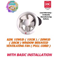 KDK 15WUD ( 15CM ) / 20WUD ( 20CM ) Window Mounted Ventilating Fan ( Operated by Pull Cord )