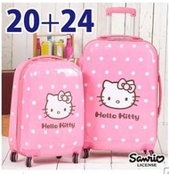 ☆海賊專賣店☆KITTY專區☆ 可面交 Hello Kitty 元氣遊樂 20吋+24吋 旅行箱 親子 旅行箱 粉色 