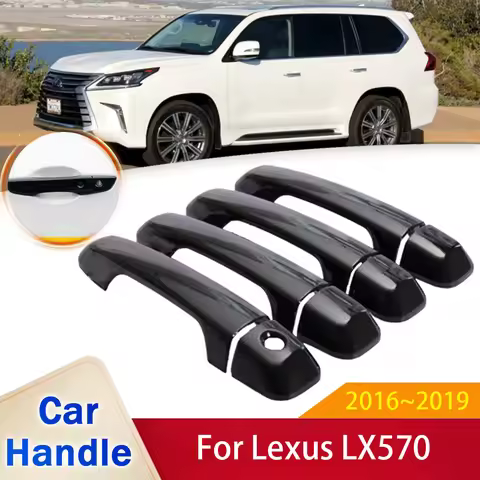 Fit for Lexus LX570 J200 LX450d 2016~2019 Gloss Black Smart Door Handle Cover Style Sticker Trim Car