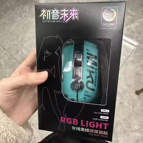 Hatsune Miku Gaming Mouse Usb 2.4g Wireless Rgb Light 12000dpi Mouse For Desktop Pc Computers Laptop