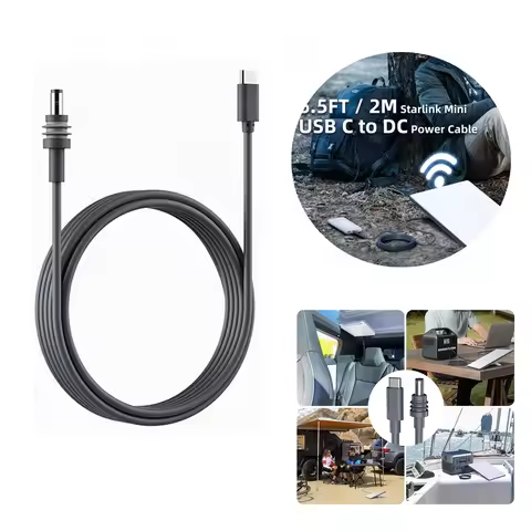 1/2/5/10M For Starlink Space-X Mini USB C To DC Cable Overload Short Circuit Protection MINI Type-C 