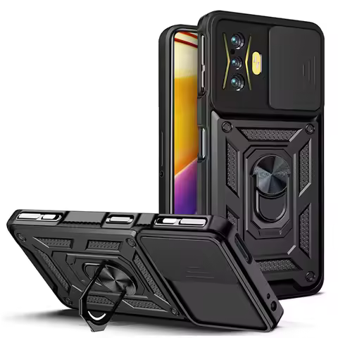 For Xiaomi Pocophone Poco F4 GT Case Shockproof Armor Car Magnetic Holder Ring For Poco F4 Slide Cam