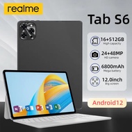 RealLme S6 Tablet 12 Inci 16GB+1TB 2024 Tablet Gaming Anak Android SIM Ganda 5G Layar Tablet Bisnis