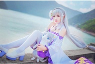 Hunmanxuan\ ReZero ชีวิตเริ่มต้นในอีกโลกหนึ่ง Emilia คอสเพลย์แต่งกายหญิงอะนิเมะ