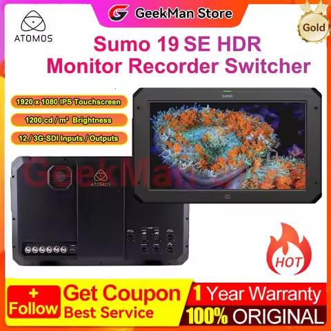 Atomos Sumo 19 SE HDR Monitor Recorder Switcher HDMI- 2.0 Hybrid Log Gamma Quad-HD Live Switching·