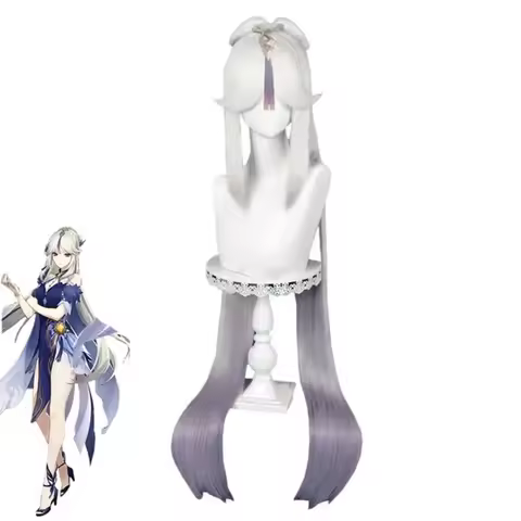 K"Game Genshin Impact New Skin Wig 120Cm White To Purple Long Hair Orchid'S Evening Gown Ningguang C