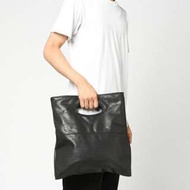 日本 Anello Grande系列 黑色皮革 對摺式 手提袋