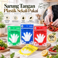 100 Pcs Food Grade Antibacterial Disposable Plastic Gloves - Hygienic Disposable Plastic Gloves for 