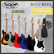 SQOE SEST210 HH Strat Style Electric Guitar Package - Black / Red / Sunburst / White / Silver / Blue