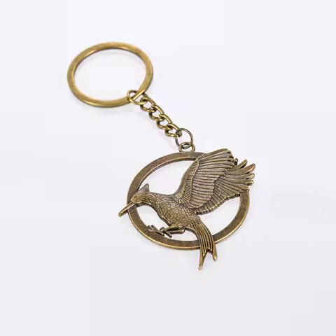 Fashion Vintage Charm Movie Keyring Catching Fire Keychain The Hunger Games 2 Pendant Necklace Jewel