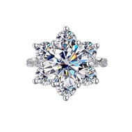 5ct Ring Real Moissanite Women s925 Sterling Silver Sunflower Round White D Moissanite Wedding Ring 