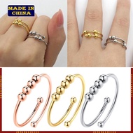 HIk Stainless Steel Anxiety Fidget Ring Anxiety Ring with Beads Stress Relief Ring