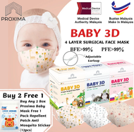 Proxima 4Ply Baby Mask 3D Medical Face Mask 3D Kids Mask Without Nose String (20pcs)-Baby Mask儿童医用无鼻梁口罩