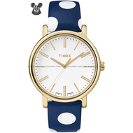TIMEX TW2P63500 Women's Analog Watch Originals Dots 38mm Leather Strap Blue White *Original