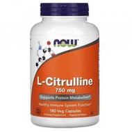 NOW Foods - Citrulline 瓜胺酸750毫克，180粒膠囊 (參考日期：01/2027)