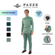 [Italian Paloma] Pazze Baju Melayu Slim Fit - Powder Blue Emerald Green Navy Blue Black Dusty Green