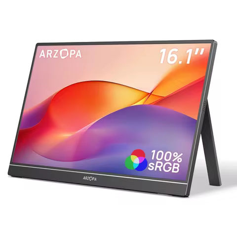 ARZOPA 16.1'' 100% SRGB Portable Monitor FHD1080P IPS Screen Second Monitor External Screen for MAC 