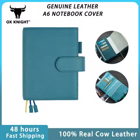 OX KNIGHT New Blue A6 Pebbled Grain Leather Cover for Hobonichi Original, Stalogy and Midori MD Plan