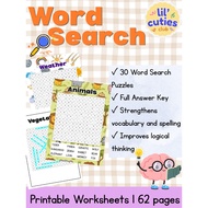 30 Printable Word Search Puzzles | Kids Learning Activity Book PDF