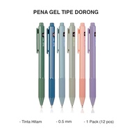 Deli Nusign Gel Pen / Gel Pen Cetek 0.5mm Tinta Hitam Warna Pastel NS559