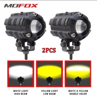 MOFOX 1Pair V6 Laser Gun Dual Color Mini Driving Light White&Yellow High/Low Beam Auxiliary Light Mo
